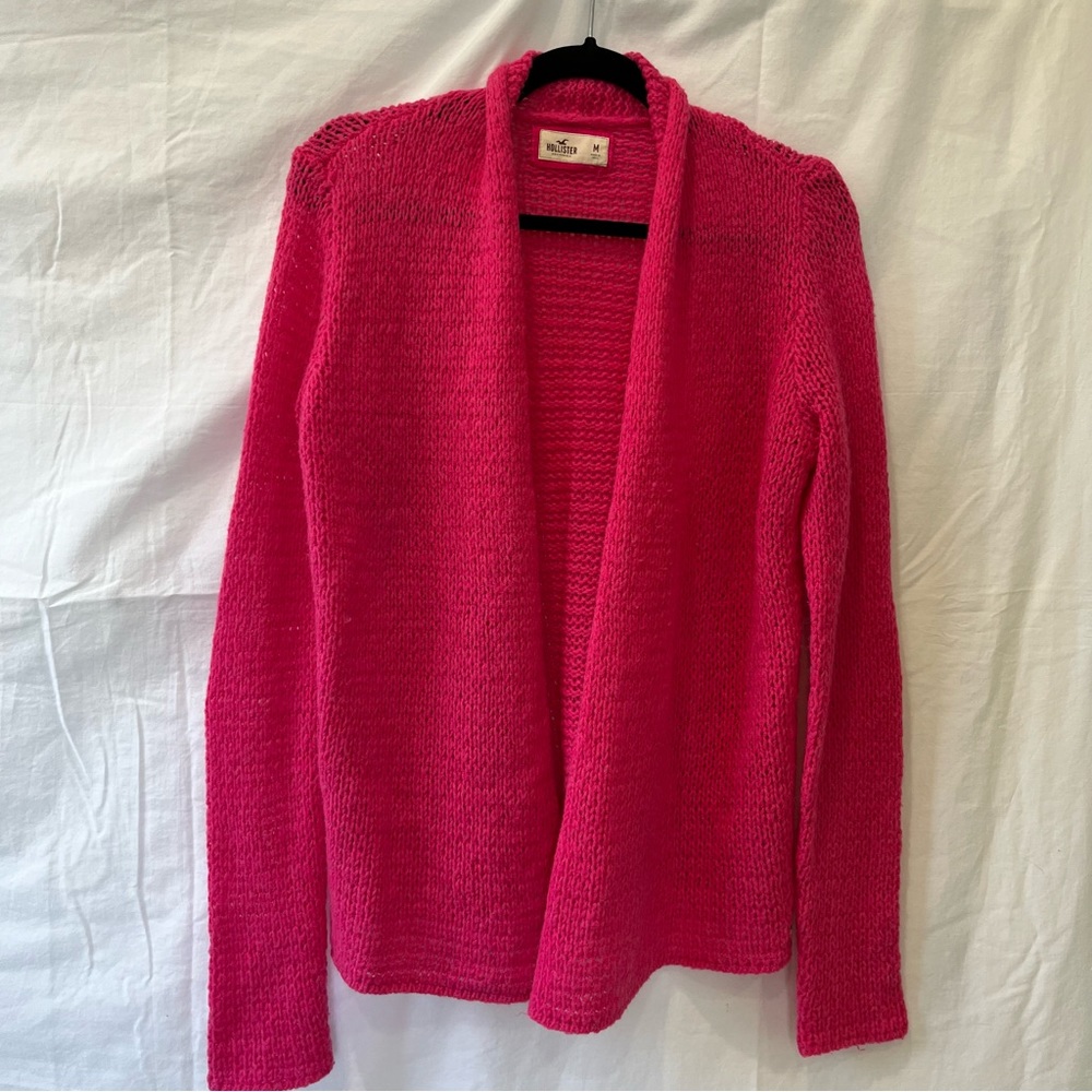 Hollister Bright Pink Knitted Cardigan size M